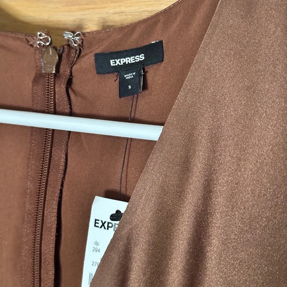 Express - Chocolate Satin Cut-Out Dress - Size Small - Picture 3 of 4